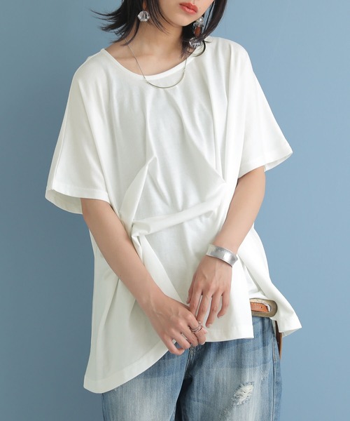 osharewalker（オシャレウォーカー）の「【廃盤】『立体タックデザインTシャツ』（Tシャツ/カットソー・レディース・ブラック/ネイビー/レッド/オフホワイト・FREE）」の6枚目の写真