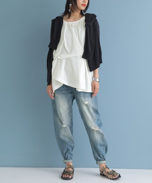 osharewalker（オシャレウォーカー）の「【廃盤】『立体タックデザインTシャツ』（Tシャツ/カットソー・レディース・ブラック/ネイビー/レッド/オフホワイト・FREE）」の20枚目の写真