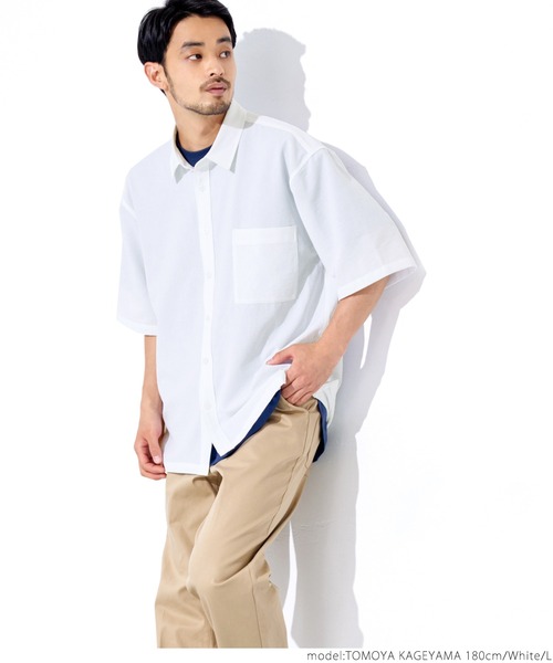 coca（coca）（コカ）の「極小パナマ ビックシルエットレギュラー半袖シャツ（シャツ/ブラウス・メンズ・ホワイト/ブルー・M/L）」の5枚目の写真