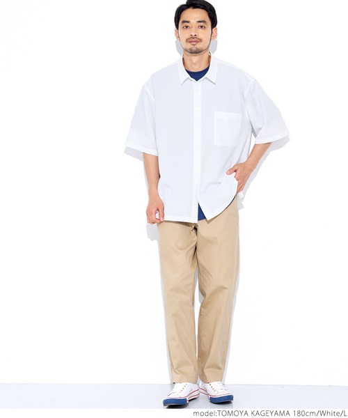 coca（coca）（コカ）の「極小パナマ ビックシルエットレギュラー半袖シャツ（シャツ/ブラウス・メンズ・ホワイト/ブルー・M/L）」の6枚目の写真