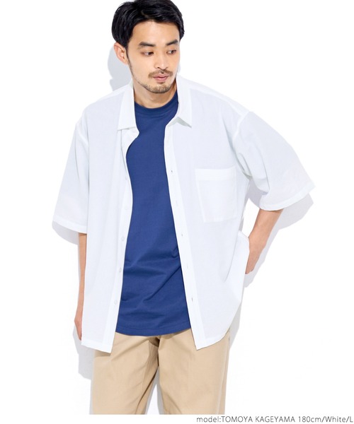 coca（coca）（コカ）の「極小パナマ ビックシルエットレギュラー半袖シャツ（シャツ/ブラウス・メンズ・ホワイト/ブルー・M/L）」の9枚目の写真