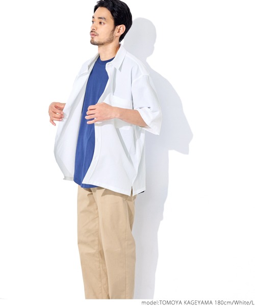 coca（coca）（コカ）の「極小パナマ ビックシルエットレギュラー半袖シャツ（シャツ/ブラウス・メンズ・ホワイト/ブルー・M/L）」の10枚目の写真