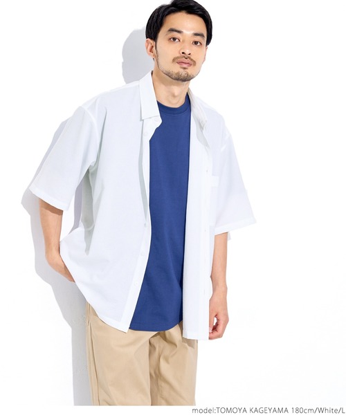 coca（coca）（コカ）の「極小パナマ ビックシルエットレギュラー半袖シャツ（シャツ/ブラウス・メンズ・ホワイト/ブルー・M/L）」の12枚目の写真