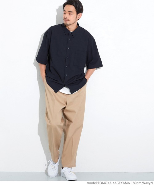 coca（coca）（コカ）の「極小パナマ ビックシルエットレギュラー半袖シャツ（シャツ/ブラウス・メンズ・ホワイト/ブルー・M/L）」の13枚目の写真