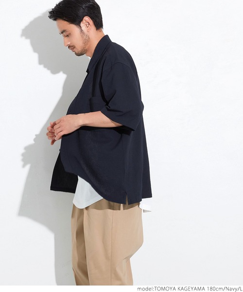 coca（coca）（コカ）の「極小パナマ ビックシルエットレギュラー半袖シャツ（シャツ/ブラウス・メンズ・ホワイト/ブルー・M/L）」の18枚目の写真