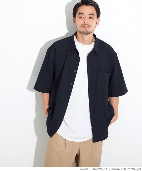 coca（coca）（コカ）の「極小パナマ ビックシルエットレギュラー半袖シャツ（シャツ/ブラウス・メンズ・ホワイト/ブルー・M/L）」の19枚目の写真