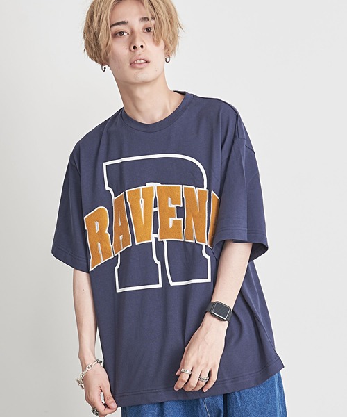 SILVER BULLET(シルバーバレット)の「『CavariA/キャバリア』ロゴ刺繍入りクルーネック半袖カレッジTシャツ(Tシャツ/カットソー・メンズ・グレー/ネイビー/ホワイト・L/M)」の1枚目の写真