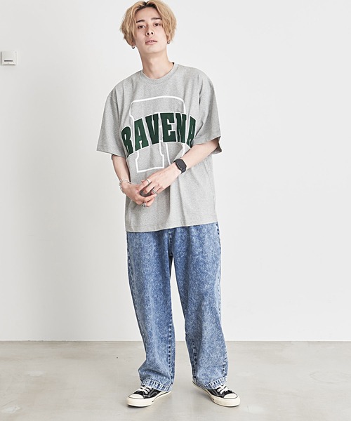 SILVER BULLET(シルバーバレット)の「『CavariA/キャバリア』ロゴ刺繍入りクルーネック半袖カレッジTシャツ(Tシャツ/カットソー・メンズ・グレー/ネイビー/ホワイト・L/M)」の5枚目の写真