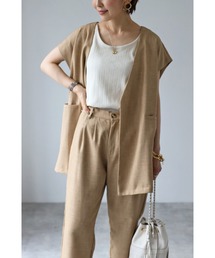 Bonjour Sagan | 【2021 S/S 新作】ノーカラーフレンチスリーブジャケット(ノーカラージャケット)