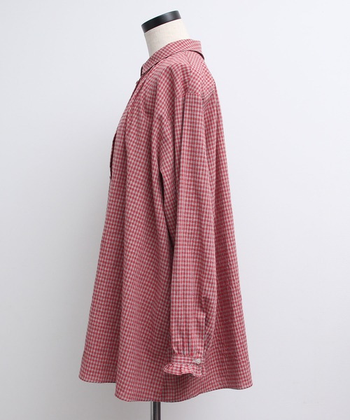 chambre de charme（シャンブルドゥシャーム）の「cdc コットン/リネン　ギンガム　チュニックブラウス（シャツ/ブラウス・レディース・レッド/ブラック/ブルー・FREE）」の9枚目の写真