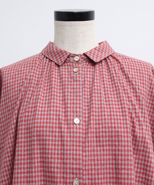 chambre de charme（シャンブルドゥシャーム）の「cdc コットン/リネン　ギンガム　チュニックブラウス（シャツ/ブラウス・レディース・レッド/ブラック/ブルー・FREE）」の13枚目の写真