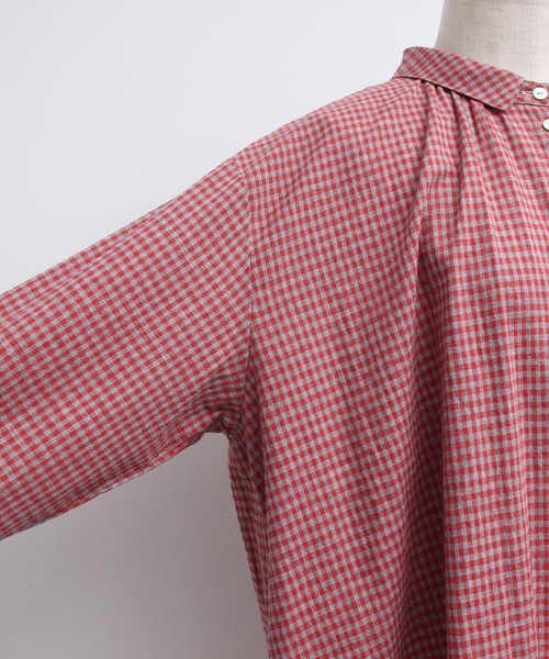 chambre de charme（シャンブルドゥシャーム）の「cdc コットン/リネン　ギンガム　チュニックブラウス（シャツ/ブラウス・レディース・レッド/ブラック/ブルー・FREE）」の14枚目の写真
