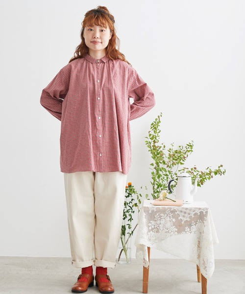 chambre de charme（シャンブルドゥシャーム）の「cdc コットン/リネン　ギンガム　チュニックブラウス（シャツ/ブラウス・レディース・レッド/ブラック/ブルー・FREE）」の16枚目の写真