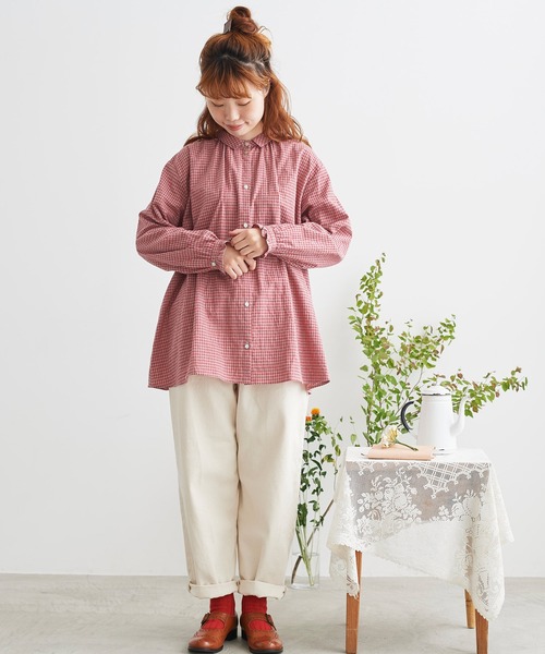 chambre de charme（シャンブルドゥシャーム）の「cdc コットン/リネン　ギンガム　チュニックブラウス（シャツ/ブラウス・レディース・レッド/ブラック/ブルー・FREE）」の17枚目の写真