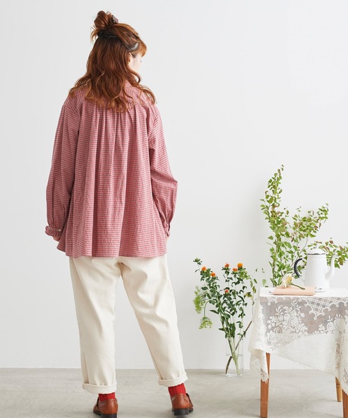 chambre de charme（シャンブルドゥシャーム）の「cdc コットン/リネン　ギンガム　チュニックブラウス（シャツ/ブラウス・レディース・レッド/ブラック/ブルー・FREE）」の22枚目の写真