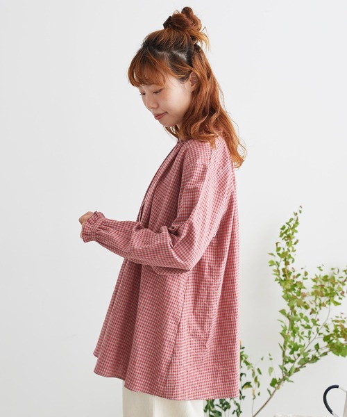 chambre de charme（シャンブルドゥシャーム）の「cdc コットン/リネン　ギンガム　チュニックブラウス（シャツ/ブラウス・レディース・レッド/ブラック/ブルー・FREE）」の18枚目の写真