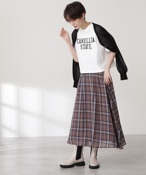N.（N. Natural Beauty Basic）（エヌエヌナチュラルビューティーベーシック）の「◆シアーチェックスカート（スカート・レディース・ブラウン/ブルー・MEDIUM）」の5枚目の写真