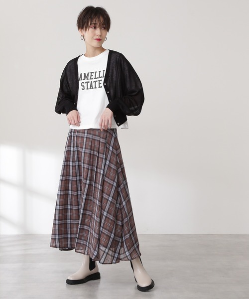 N.（N. Natural Beauty Basic）（エヌエヌナチュラルビューティーベーシック）の「◆シアーチェックスカート（スカート・レディース・ブラウン/ブルー・MEDIUM）」の7枚目の写真