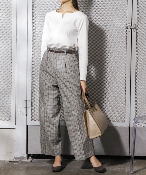 Honeys(ハニーズ)の「チェックストレートパンツ(その他パンツ・レディース・グレー系その他/ベージュ系その他/グレー系その他2/ベージュ系その他2・LL/S/M/L)」の14枚目の写真