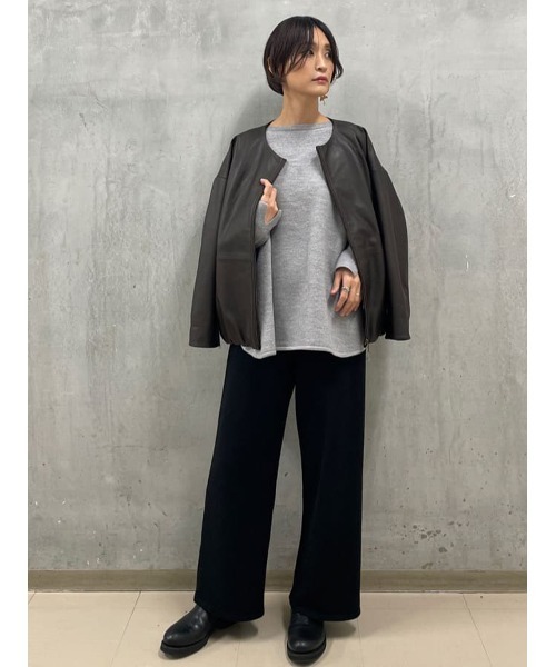 BEARDSLEY(ビアズリー)の「2サイズ展開で低身長の方にも◎コットンウールを使用した ニットパンツ(その他パンツ・レディース・ベージュ/ブラック・1/0)」の3枚目の写真