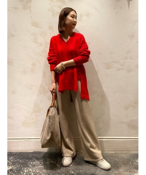 BEARDSLEY(ビアズリー)の「2サイズ展開で低身長の方にも◎コットンウールを使用した ニットパンツ(その他パンツ・レディース・ベージュ/ブラック・1/0)」の5枚目の写真