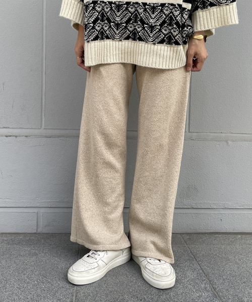 BEARDSLEY(ビアズリー)の「2サイズ展開で低身長の方にも◎コットンウールを使用した ニットパンツ(その他パンツ・レディース・ベージュ/ブラック・1/0)」の8枚目の写真