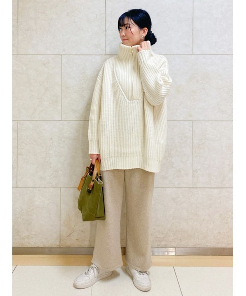 BEARDSLEY(ビアズリー)の「2サイズ展開で低身長の方にも◎コットンウールを使用した ニットパンツ(その他パンツ・レディース・ベージュ/ブラック・1/0)」の7枚目の写真