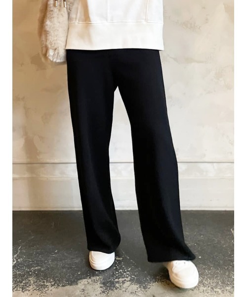 BEARDSLEY(ビアズリー)の「2サイズ展開で低身長の方にも◎コットンウールを使用した ニットパンツ(その他パンツ・レディース・ベージュ/ブラック・1/0)」の9枚目の写真