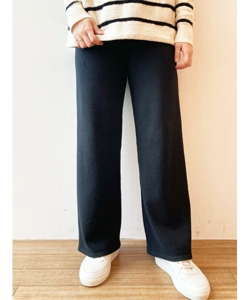 BEARDSLEY(ビアズリー)の「2サイズ展開で低身長の方にも◎コットンウールを使用した ニットパンツ(その他パンツ・レディース・ベージュ/ブラック・1/0)」の12枚目の写真