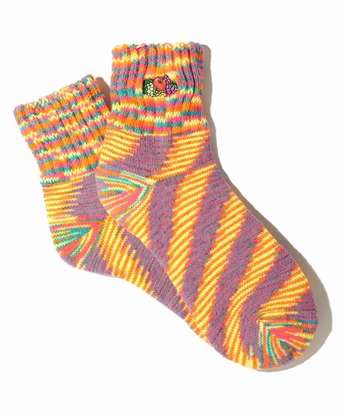 FRUIT OF THE LOOM(フルーツオブザルーム)の「【FRUIT OF THE LOOM】裏起毛カスリルーム/クォーター丈ソックス/レディース(ソックス/靴下・レディース・ピンク/オレンジ/グリーン・23cm~25cm)」の10枚目の写真