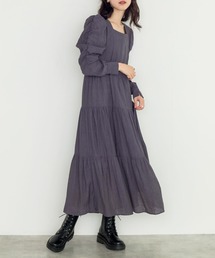 w closet | 【新色追加】袖山ギャザーレースアップ長袖ワンピース(ワンピース)