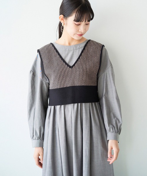 haco!(ハコ)の「【φ】トップスにもワンピースにも 合わせるだけであっという間に着映える!重ね着上手になれるニットビスチェ(ニット/セーター)」|ブラック系その他