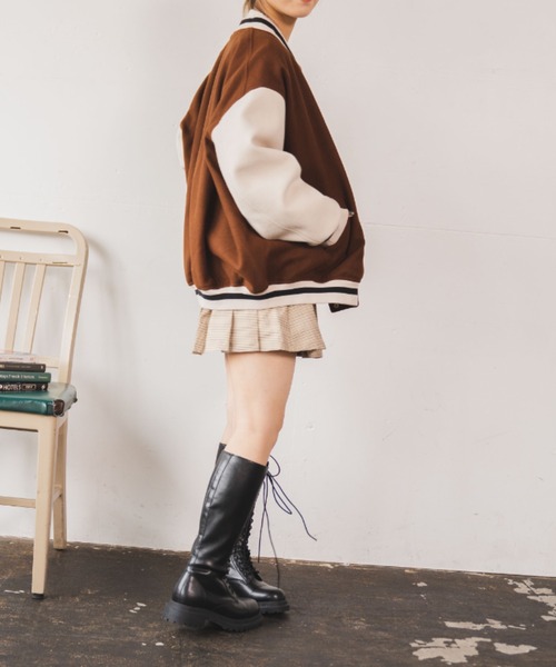 WEGO（ウィゴー）の「WEGO/ラインリブスタジャン（ブルゾン・レディース・ブラック/ダークグリーン/ブラウン・FREE）」の15枚目の写真