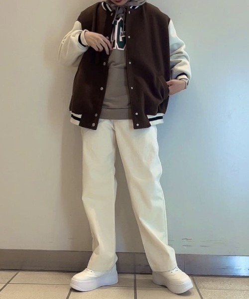 WEGO（ウィゴー）の「WEGO/ラインリブスタジャン（ブルゾン・レディース・ブラック/ダークグリーン/ブラウン・FREE）」の8枚目の写真