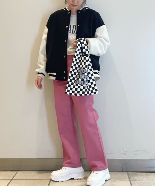 WEGO（ウィゴー）の「WEGO/ラインリブスタジャン（ブルゾン・レディース・ブラック/ダークグリーン/ブラウン・FREE）」の6枚目の写真