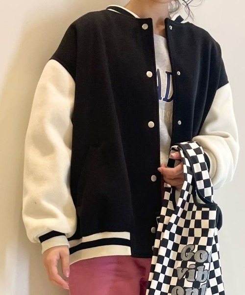 WEGO（ウィゴー）の「WEGO/ラインリブスタジャン（ブルゾン・レディース・ブラック/ダークグリーン/ブラウン・FREE）」の7枚目の写真