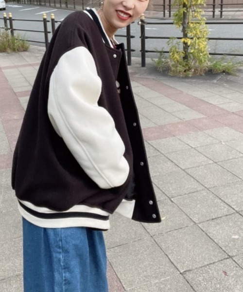 WEGO（ウィゴー）の「WEGO/ラインリブスタジャン（ブルゾン・レディース・ブラック/ダークグリーン/ブラウン・FREE）」の5枚目の写真