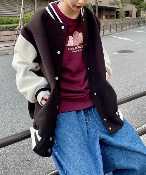 WEGO（ウィゴー）の「WEGO/ラインリブスタジャン（ブルゾン・レディース・ブラック/ダークグリーン/ブラウン・FREE）」の9枚目の写真