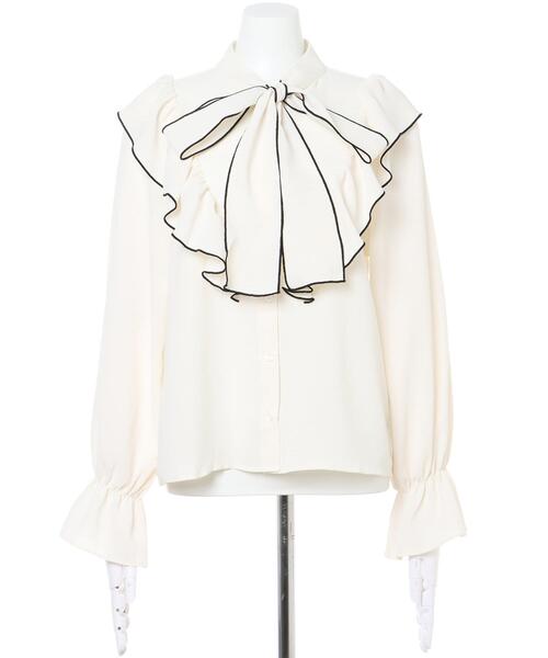 INGNI（イング）の「ボウタイフリル／ブラウス（シャツ/ブラウス・レディース・ブラック/オフホワイト/ホワイト×ブラック/ピンクベージュ/ベージュ系9・M）」の6枚目の写真