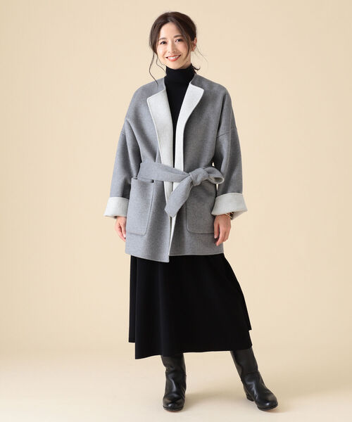 Flower 　Demi-Luxe BEAMS ベルト付き リバーコート Demi-Luxe BEAMS / ベルト付き リバーコート