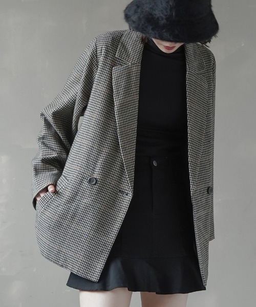 SPINNS（スピンズ）の「【セットアップ対応商品】テーラード ダブル ジャケット（テーラードジャケット・レディース・ブラック/モカ/グレー系その他/ブラウン系その他/ナチュラル・ONESIZE）」の9枚目の写真