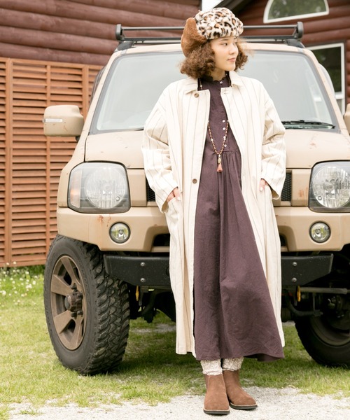 チャイハネ(チャイハネ)の「【チャイハネ】grn×Amina ストライプコットンツイルMEN'Sコート(その他アウター・メンズ・ブルー/ホワイト/カーキ・FREE)」の2枚目の写真