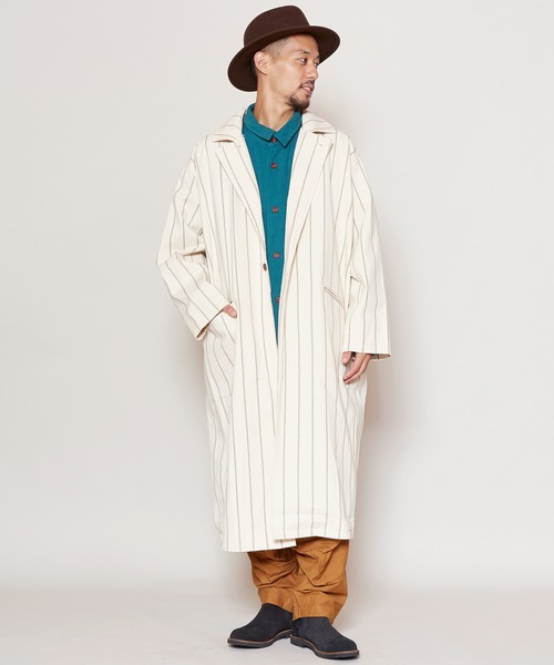 チャイハネ(チャイハネ)の「【チャイハネ】grn×Amina ストライプコットンツイルMEN'Sコート(その他アウター・メンズ・ブルー/ホワイト/カーキ・FREE)」の11枚目の写真