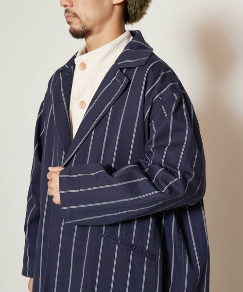 チャイハネ(チャイハネ)の「【チャイハネ】grn×Amina ストライプコットンツイルMEN'Sコート(その他アウター・メンズ・ブルー/ホワイト/カーキ・FREE)」の6枚目の写真