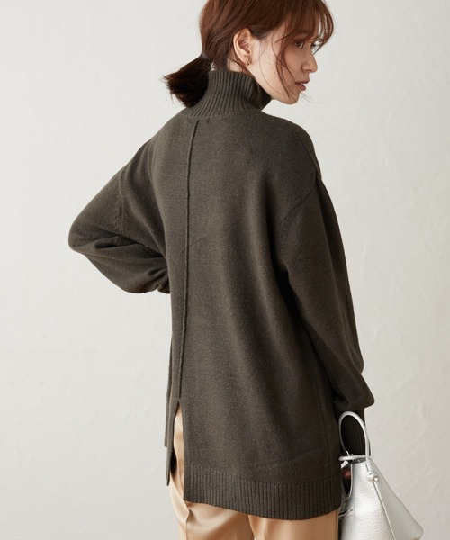 Green　Parks（グリーンパークス）の「モックネックニットプルオーバー＊（ニット/セーター・レディース・ベージュ/カーキ/ブラック・FREE）」の3枚目の写真