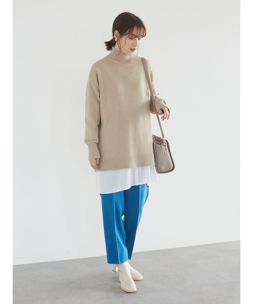 Green　Parks（グリーンパークス）の「モックネックニットプルオーバー＊（ニット/セーター・レディース・ベージュ/カーキ/ブラック・FREE）」の4枚目の写真