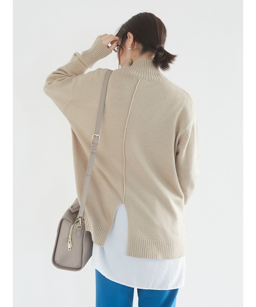 Green　Parks（グリーンパークス）の「モックネックニットプルオーバー＊（ニット/セーター・レディース・ベージュ/カーキ/ブラック・FREE）」の6枚目の写真