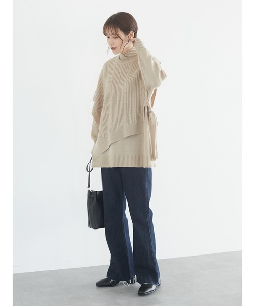 Green　Parks（グリーンパークス）の「モックネックニットプルオーバー＊（ニット/セーター・レディース・ベージュ/カーキ/ブラック・FREE）」の7枚目の写真