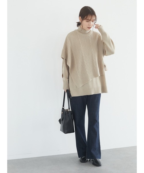 Green　Parks（グリーンパークス）の「モックネックニットプルオーバー＊（ニット/セーター・レディース・ベージュ/カーキ/ブラック・FREE）」の8枚目の写真