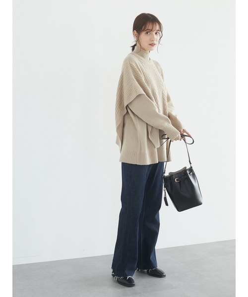 Green　Parks（グリーンパークス）の「モックネックニットプルオーバー＊（ニット/セーター・レディース・ベージュ/カーキ/ブラック・FREE）」の9枚目の写真